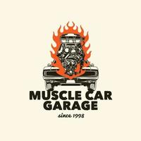 Hand Drawn Vintage style of muscle and classic cars badge vector