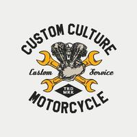 Hand Drawn Vintage style of Motorcycle and garage logo badge vector