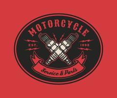 Hand Drawn Vintage style of Motorcycle and garage logo badge vector