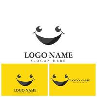 logotipo de imagen vectorial de sonrisa y plantilla de diseño de ilustración de símbolo en fondo amarillo