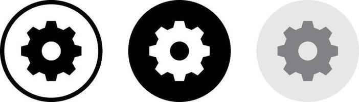 Settings, gear icon vector on circle button. Smartphone menu elements