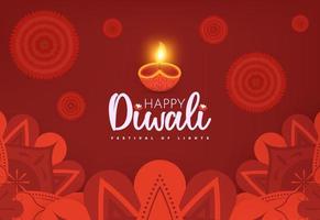 diseño de fondo de festival de luces de celebración de diwali de estilo de ilustración plana vector