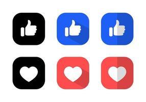 Like and love icon vector. Thumb up and love button of social media vector