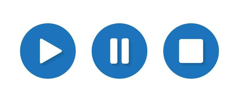 Play, pause, and stop button icon vector. Media player elements
