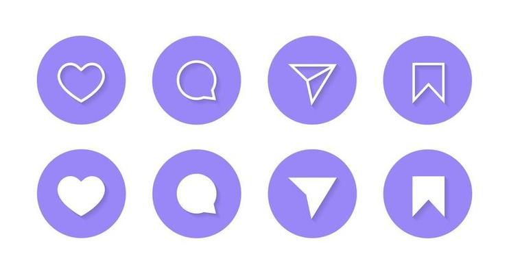 Like, comment, share, and save icon vector. Social media elements