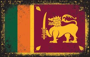 Old dirty grunge vintage srilanka flag illustration vector