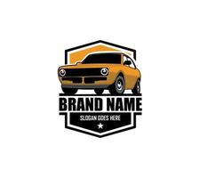 Muscle car silhouette logo vector concept badge emblem isolated