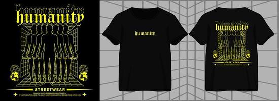 diseño gráfico estético de la humanidad para ropa de calle de camisetas y estilo urbano vector