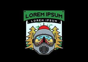 a trail helmet with a pine tree beside vector