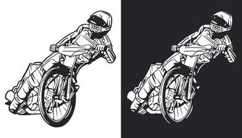 Speedway Rider Vector Line Art Illustration