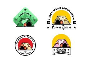 Triangle camping tent and bonfire illustration design vector