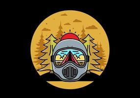 a trail helmet with a pine tree beside vector