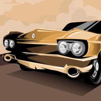 coche fresco en la ilustración de vector de estilo retro