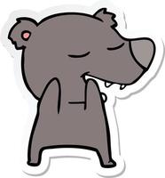 sticker of a cartoon bear vector