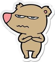 sticker of a angry bear cartoon vector