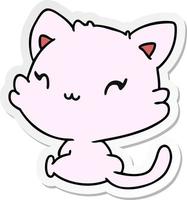 sticker cartoon of cute kawaii kitten vector