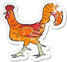 retro distressed sticker of a cartoon cockerel vector