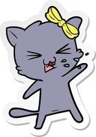 sticker of a cartoon cat vector