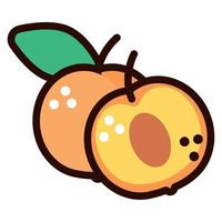 fresh peach fruits doodle vector