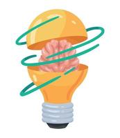 brain in bulb idea vector