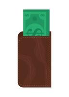 wallet with bills vector