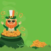 leprechaun in treasure pot vector