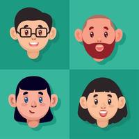 cuatro cabezas diversidad personas vector