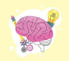 Brain and icons vector