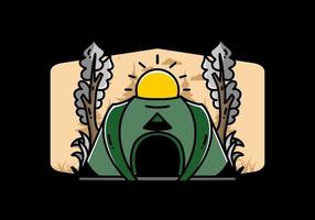Big pop up tent for camping illustration badge design vector