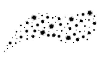 corriente de fuegos artificiales dobles de la estrella espacial. fuente doble de fuegos artificiales de estrellas espaciales. la fuente de objetos está organizada a partir de pictogramas de estrellas espaciales aleatorias como fuegos artificiales. vector