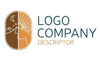 concepto de diseño de logotipo de dos semicírculos. logotipo de la luna logotipo del sol vector