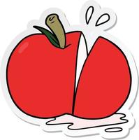 sticker of a cartoon sliced apple vector