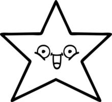 line drawing cartoon star fish vector