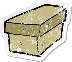 distressed sticker of a cartoon cardboard box vector