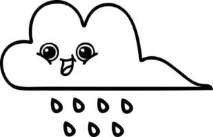 line drawing cartoon rain cloud vector