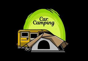 Van car and camping tent illustration design vector