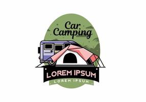 Van car and camping tent illustration design vector