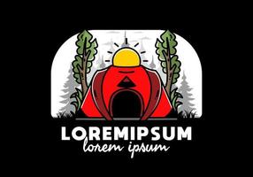 Big pop up tent for camping illustration badge design vector