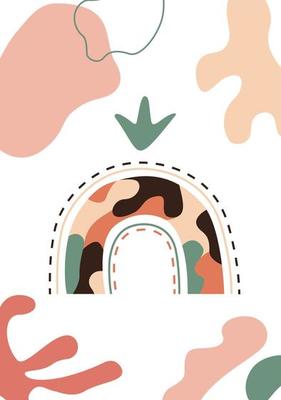 Sample for an invitation. Abstract kids postcard for the party. Cute boho rainbow.