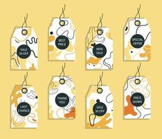 Set of discount price tags. Labels with abstract background. Template for shopping tags. Promotional sale badge. vector