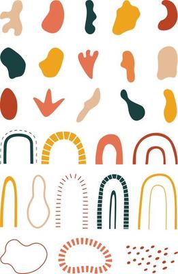 Clipart of hand-drawn abstract shapes and objects. Collection of minimalistic contemporary art prints.