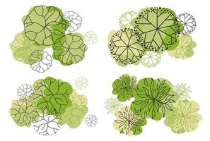 Tree for architectural floor plans. Entourage design. Various trees, bushes, and shrubs, top view for the landscape design plan. vector