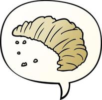 cartoon croissant and speech bubble in smooth gradient style vector