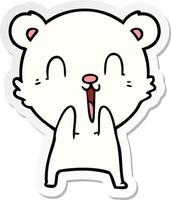 sticker of a happy cartoon polar bear vector