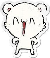 distressed sticker of a happy polar bear cartoon vector
