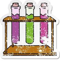 distressed sticker cartoon doodle of a science test tube vector