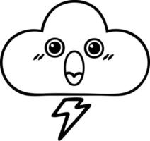 nube de tormenta de dibujos animados de dibujo lineal vector