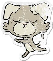 distressed sticker of a cute cartoon dog vector