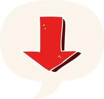 cartoon pointing arrow and speech bubble in retro style vector