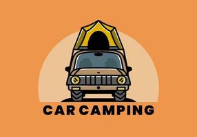 acampar en el techo del diseño de la insignia de la ilustración del automóvil vector